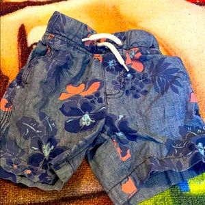 Floral denim shorts